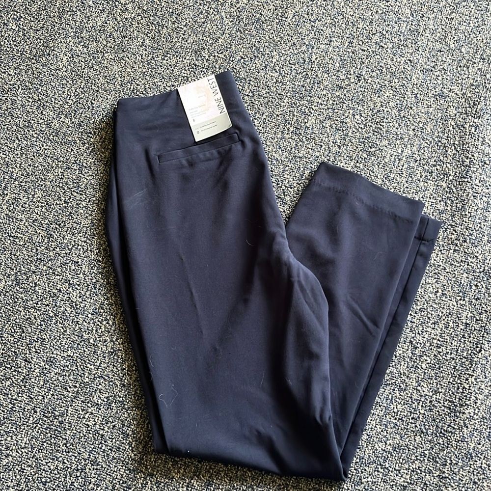Navy blue skinny cropped dress pants